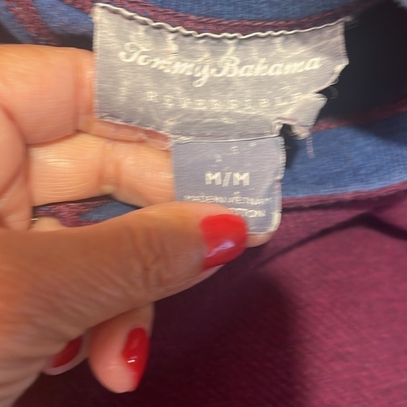 Tommy Bahama Maroon/Blue Reversible Flipstee Abaco Sweater Sz M - Picture 7 of 10